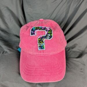 Pink Cap with Floral Dave Tipper EDM DJ Handsewn Question Mark Patch